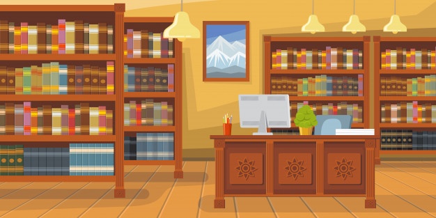 modern library with bookshelf illustration 1262 16576